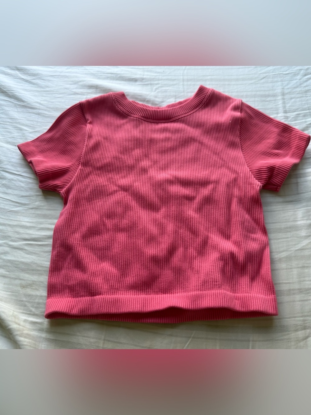 Ribbed Short Sleeve Top - Pink
